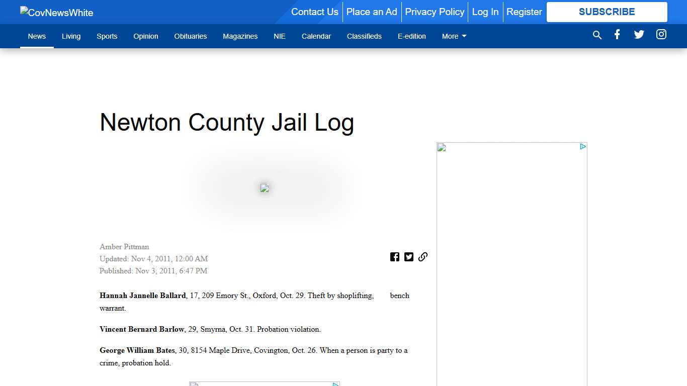 Newton County Jail Log - The Covington News